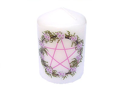 Pentagram & Purple Ribbons Candle NEW SIZE see description